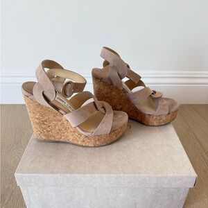 Jimmy Choo Tan Wedge Sandals